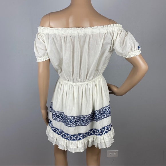 TULAROSA REVOLVE IVORY OFF-THE-SHOULDER EMBROIDERED MINI DRESS - Picture 7 of 8